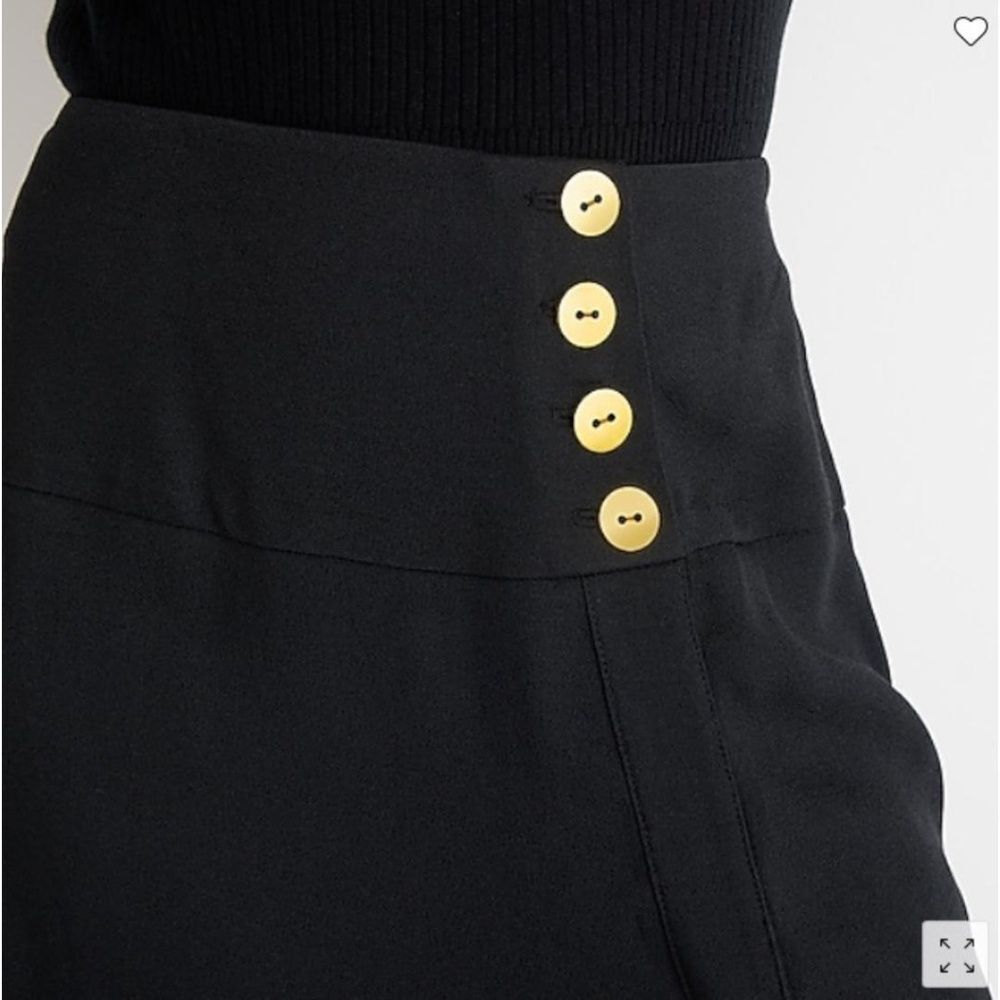 J. Crew Black Midi Skirt with Gold Buttons - Picture 3 of 9